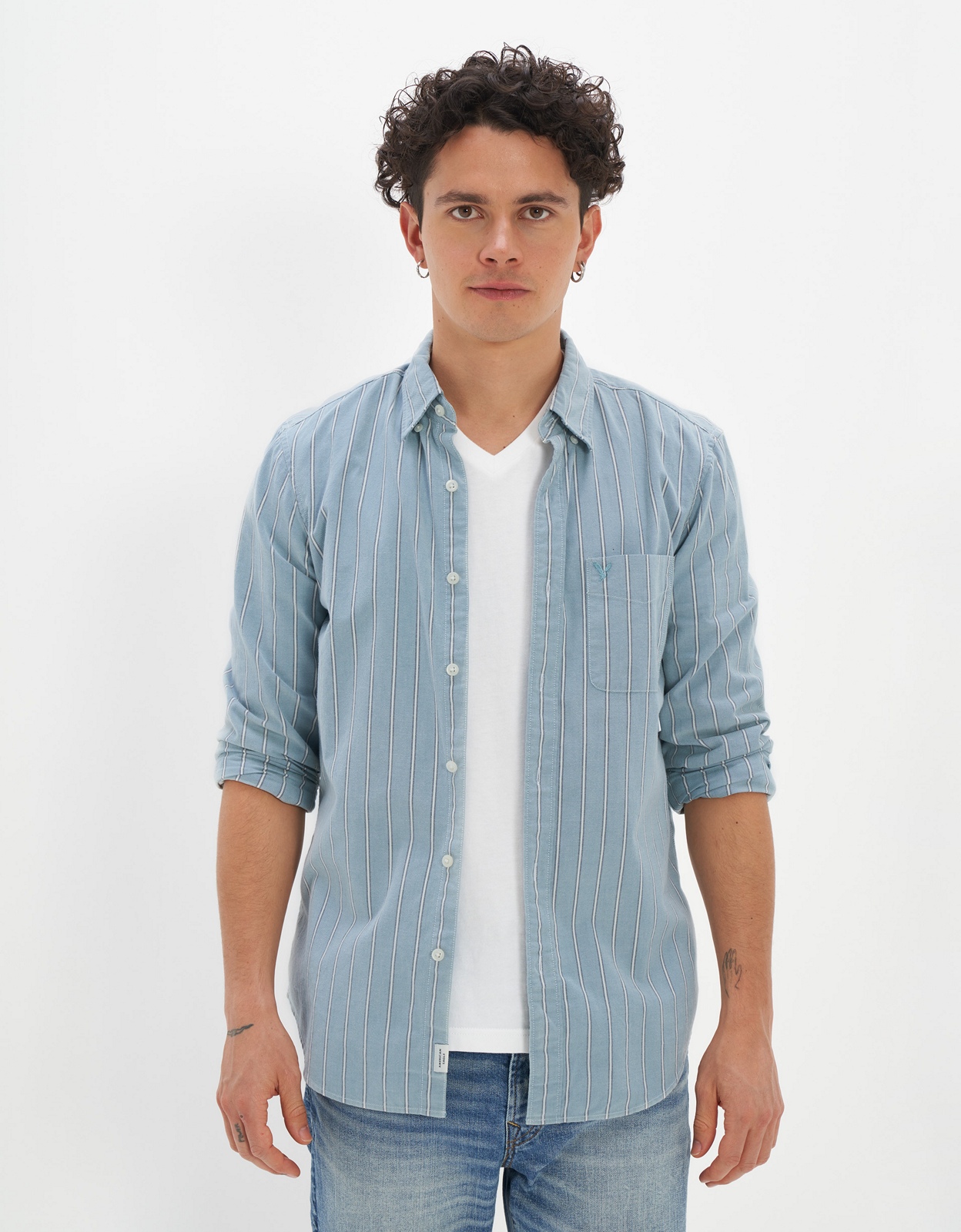 Shop AE Striped Slim Fit Oxford Button-Up Shirt online | American Eagle ...
