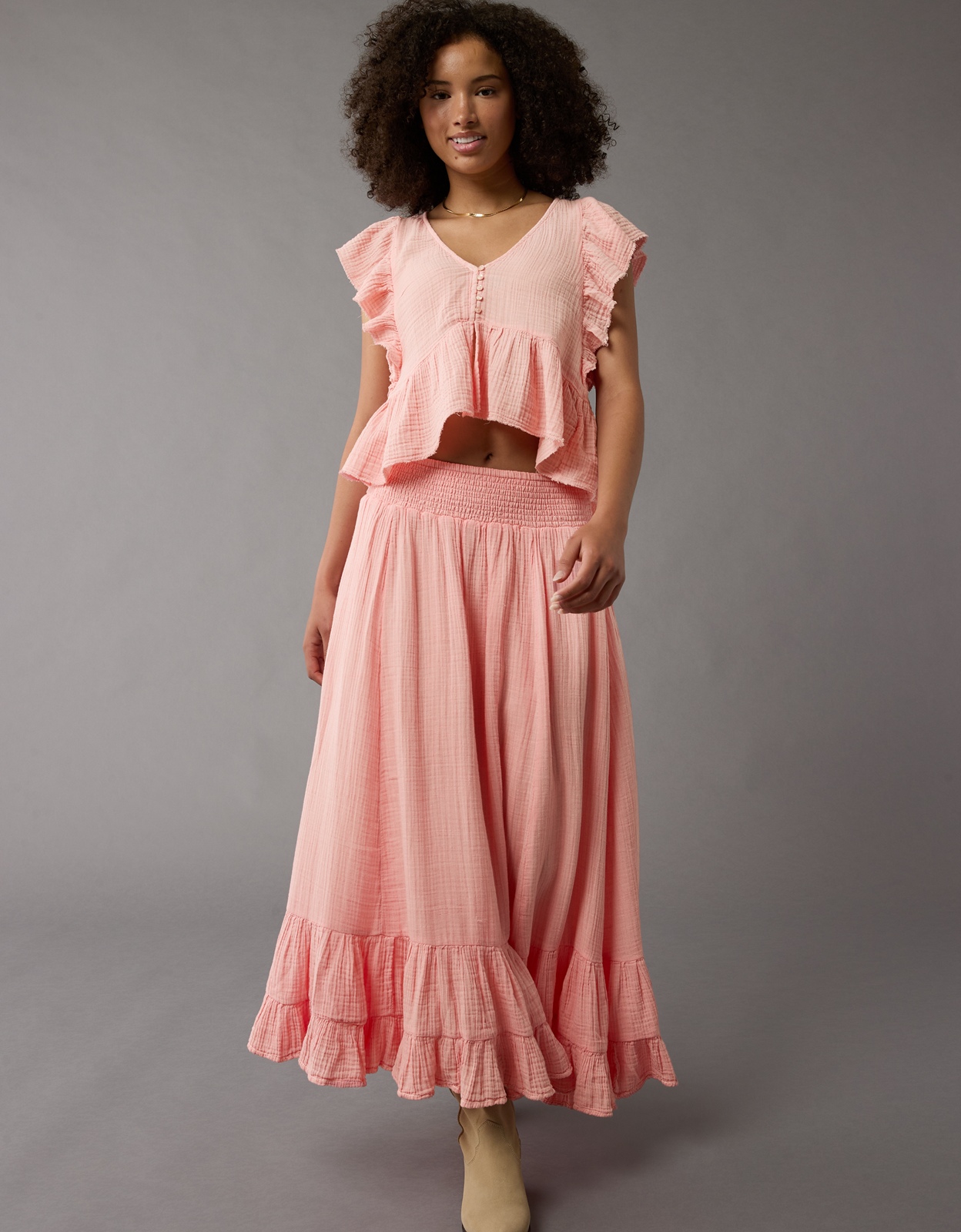 Buy AE High Waisted Tiered Maxi Skirt online American Eagle Outfitters