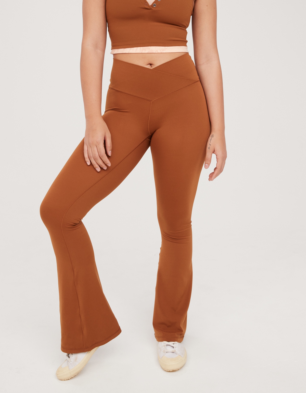 The  crossover flare leggings are EXACTLY the same is Aerie's! T