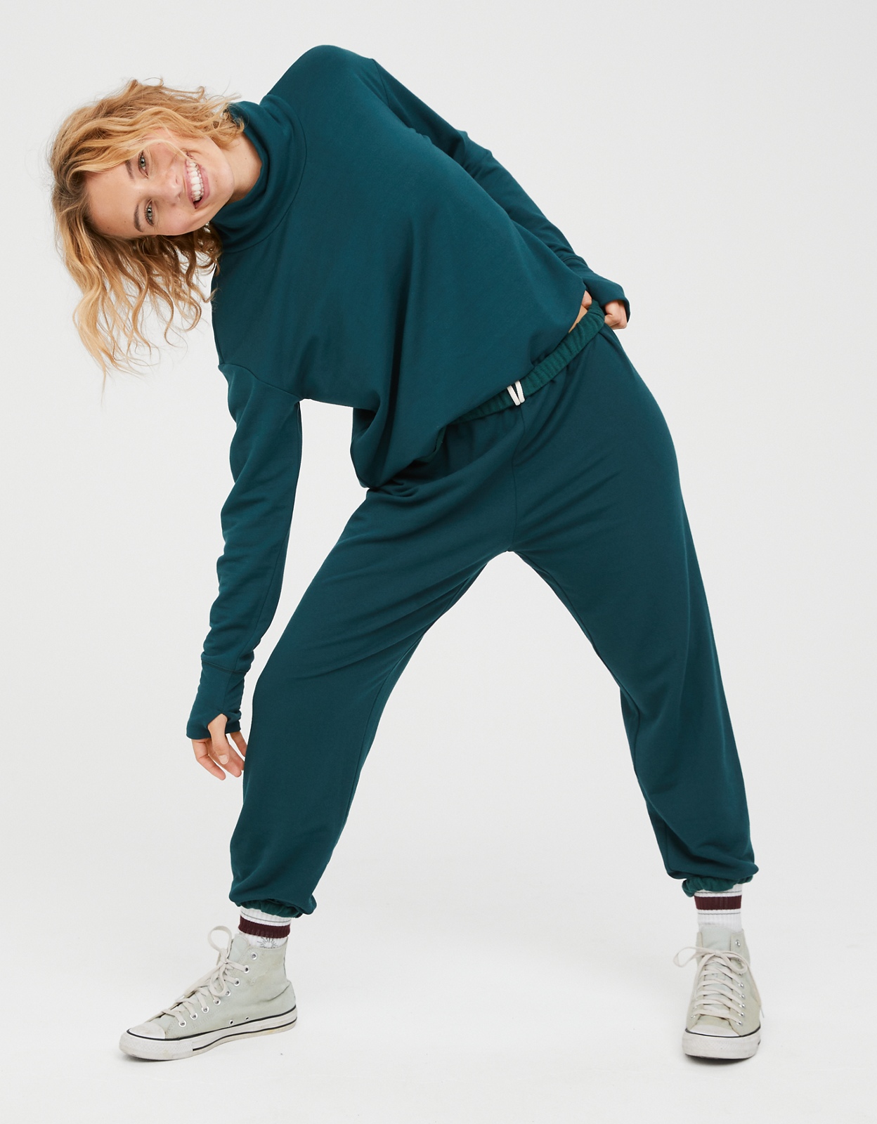 Ae gridback deals fleece jogger pant