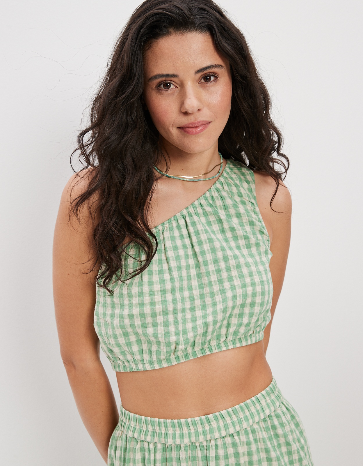 Shop AE Cropped One Shoulder Tank Top online | American Eagle ...