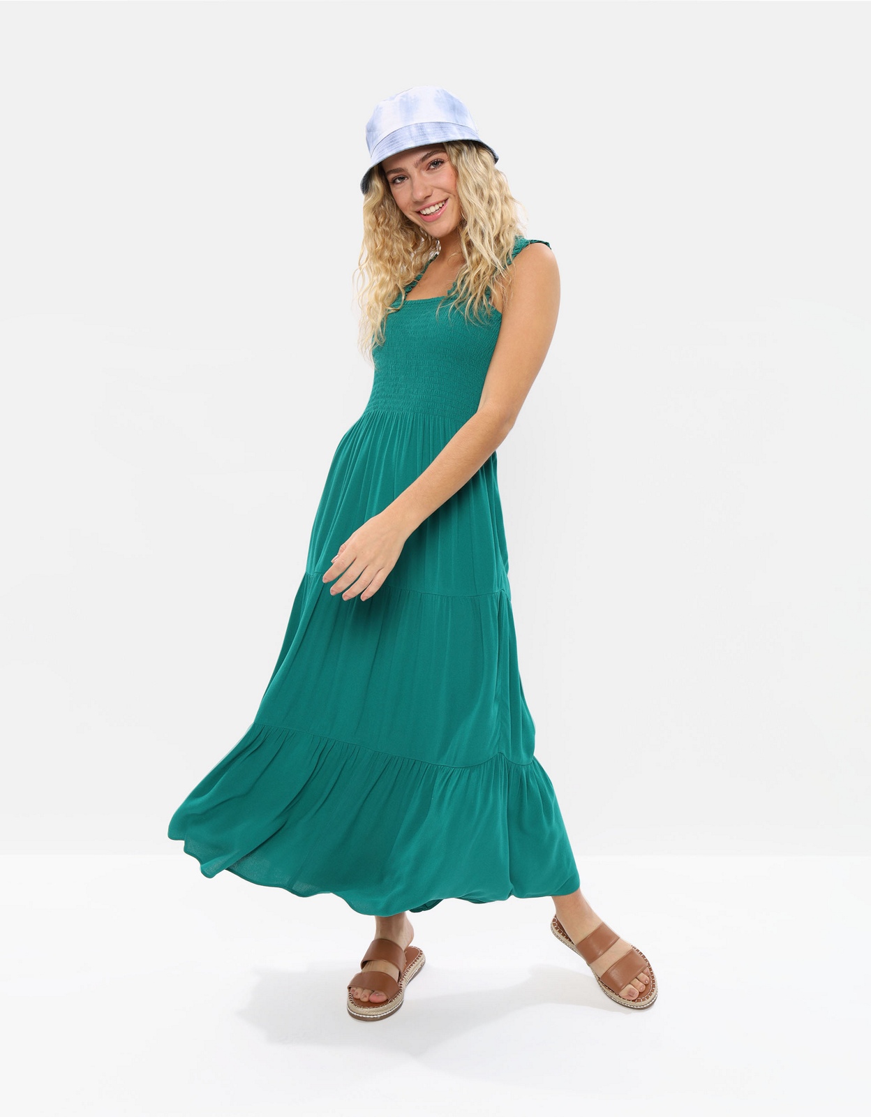 Shop Aerie Smocked Midi Dress online | American Eagle Outfitters Egypt